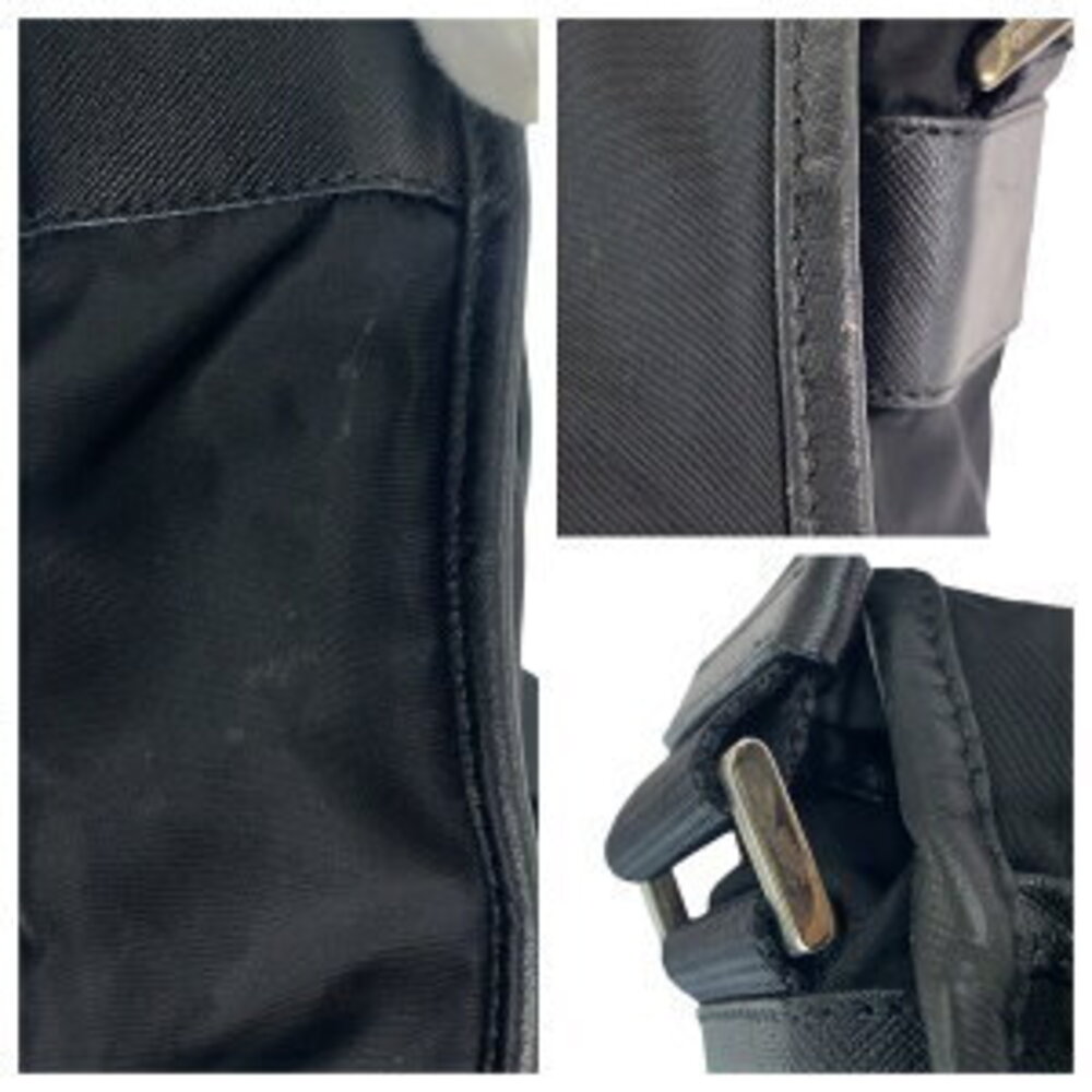 Prada logo triangular Nylon crossbody bag plate black shoulder messenger Tessuto - Picture 7 of 10
